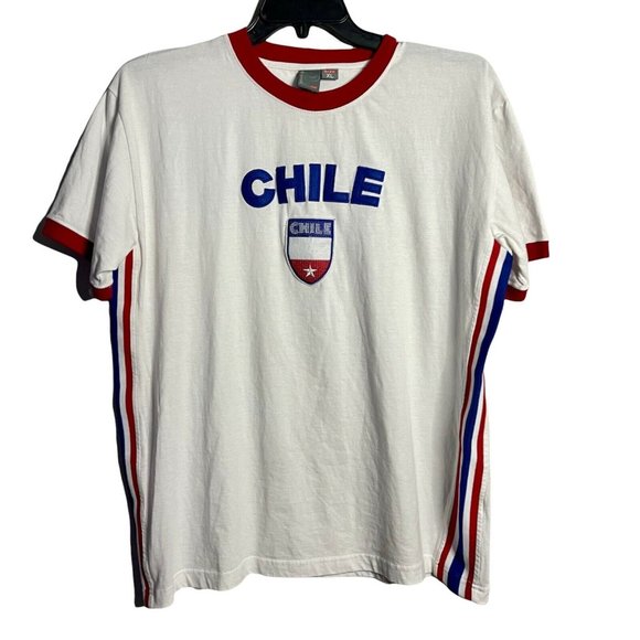 Graphic Tee Other - Vintage chile embroidered patches jersey style graphic tee shirt Stripes